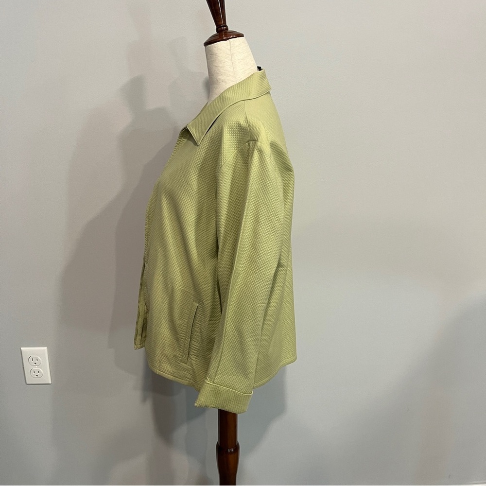 Eileen Fisher Green Quilted Zip Up Jacket Collared‎ Medium - Picture 7 of 8